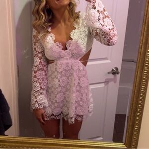 Lucy In The Sky Mini Lace Dress with Sleeves